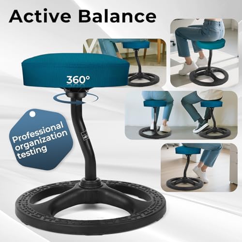 ADHD Chair for Kids, Yoga Chairs for Adults, Wobble Stool Active Flexible Seating Desk Chair with Non-Slip Base and Washable Seat Cover for Stability, Balance, Yoga, Office, School, Classroom