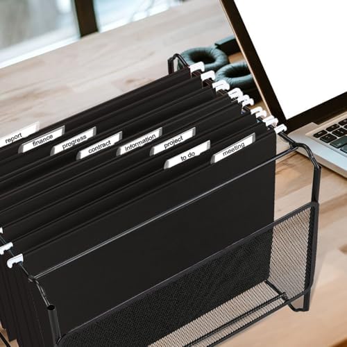 HERKKA Hanging File Folders, 30 Pack Reinforced Letter Size Hanging Folders, Designed for Bulky Files, Filing Cabinet, 1/5-Cut Adjustable Tabs (Black)