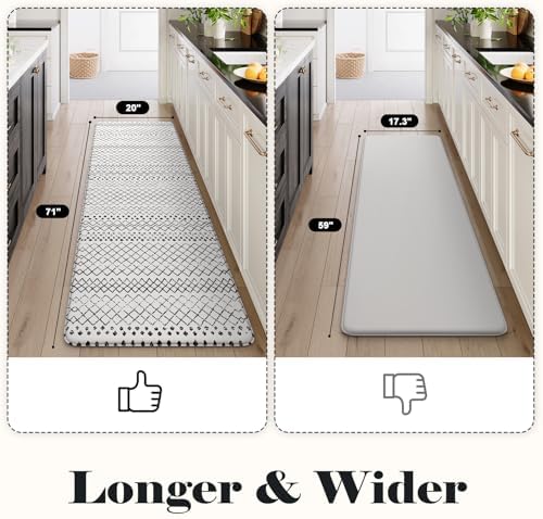 KIMODE Anti Fatigue Kitchen Mat for Floor, 20"x71" Farmhouse Kitchen Runner