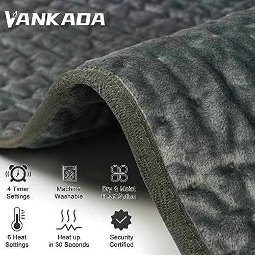 Heating Pad Electric Heat Pad, Hot Heated Pad,Multiple Temp and Timer Settings,Suitable for Shoulders, Neck, arms, Abdomen, Back, Legs, etc. (Gray Green, 24"X12")