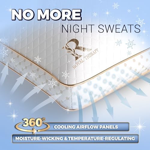 Royal Therapy 2-Pack King Memory Foam Pillow, Adjustable Shredded Odor-Free Bed Pillow for Neck & Shoulder Pain Relief, Breathable Support for Back, Stomach, Side Sleepers, AirFlowPRO