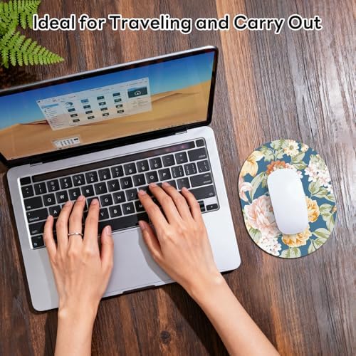 Oval Mouse Pad 6x8in Non-Slip for Laptop,Floral