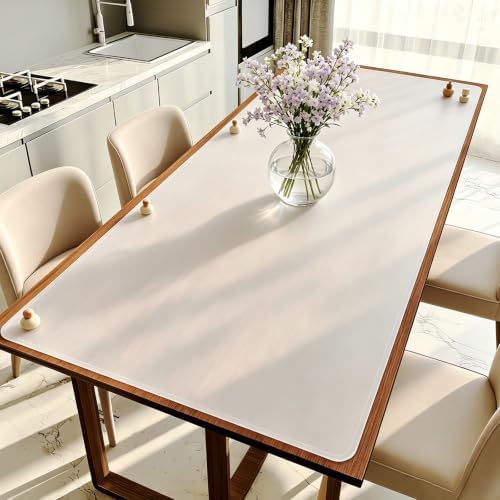 Clear Table Protector 39 x 42 Inch - 1 mm Thick Silicone Table Cover, Clear Table Cover Protector Rectangle, Waterproof Silicone Desk Mat for Coffee Table, Writing Desk, Dining Room