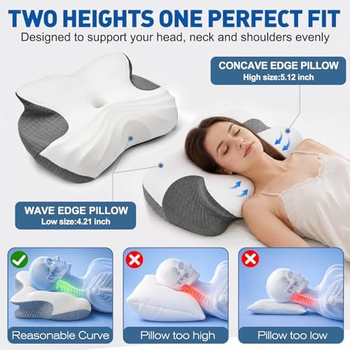 Pillow for Neck Pain Relief, Ergonomic Pillow for Neck Pain