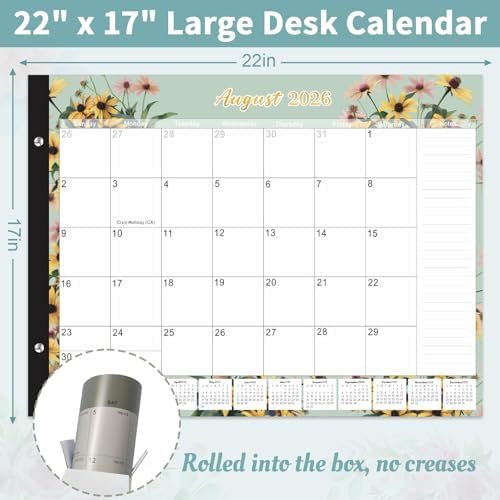 Large Desk Calendar 2026-2027,Jan 2026-Jun 2027,Gannyfer 18-Month Calendar
