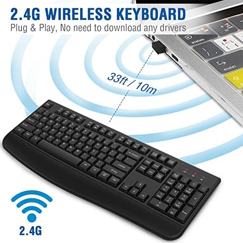 EDJO Wireless Keyboard, USB Plug & Play, Windows & Mac Compatible (Black)