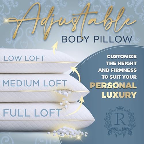 Royal Therapy Body Pillow for Adults – 20x54 Full Body Pillow for Side Sleeper, Pregnancy, Back Pain & Maternity – Memory Foam Long Bed Pillow with Cooling Bamboo Rayon Cover