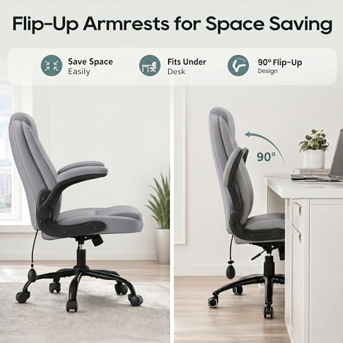 MALOL Leather Office Chair with Adjustable Lumbar Support Set of 2, Grey