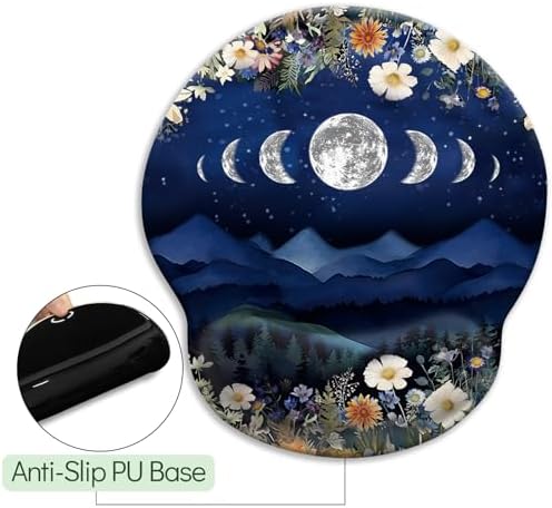 Funny Ergonomic Mouse Pad with Gel Wrist Rest, Moon Mountain