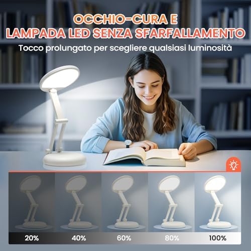 Battery Battery Operated Cordless Rechargeable Lamp - 3600mAh 10 Brightness Wireless LED Desk Table Lamp, Small Mini Portable Battery Powered Light for Home Office, Reading, Nail Light