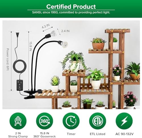 SANSI LED Grow Lights for Indoor Plants, Lifetime Free Bulb Replacement