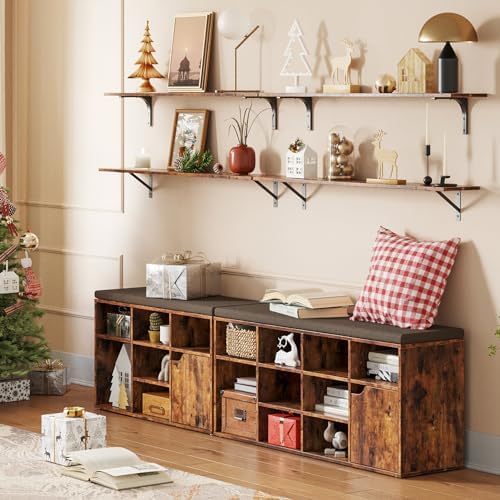 DINZI LVJ Long Wall Shelves, 47.3Inch Wooden Floating Shelves with Brackets