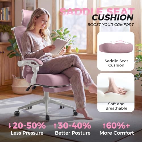 CYKOV Ergonomic Office Chair with Footrest, Reclining Mesh Back, 350 Lbs