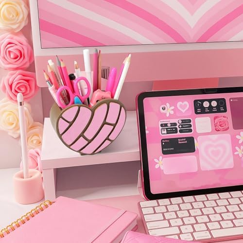 Tenceur Mexican Concha Heart Pencil Holder Pink Large Capacity Organizer