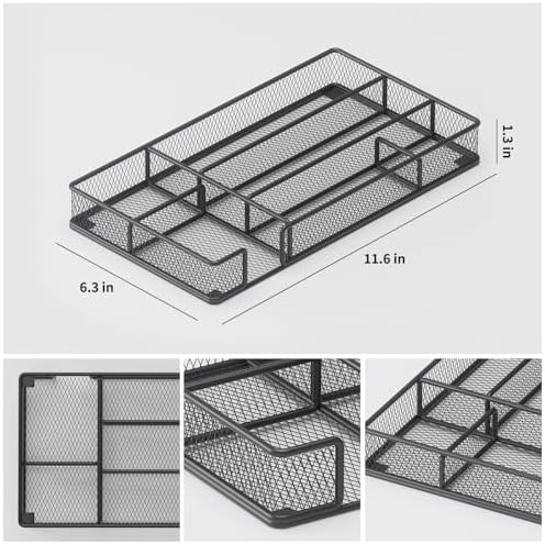 Desk Drawer Organizer Tray, Office Drawer Organizer, Workspace Organizers, Suitable for Tools, Pencils, Office Supplies Storage (Black)