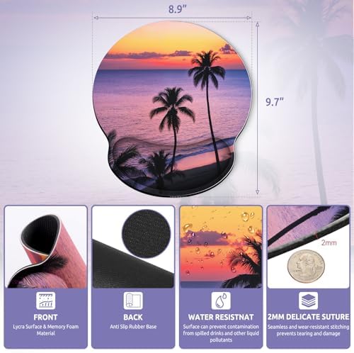 KONVINIT Ergonomic Mouse Pad with Wrist Rest, Small Mousepad with Non-Slip Rubber Base and Smooth Surface, Sunset Mouse Pads for Desk, Office Desk Accessories