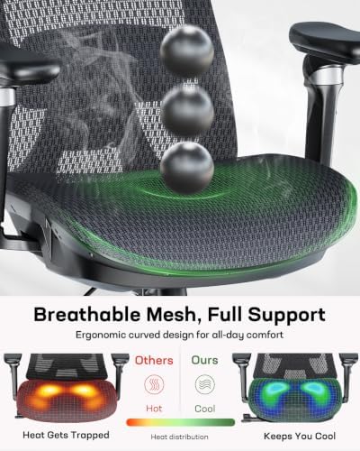 Marsail Big and Tall Mesh Ergonomic Office Chair with 6D Armrests, 2 Pack