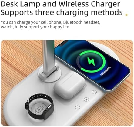 AYI Adjustable Neck Desk Lamp with Charging Station, Dimmable Touch Control LED Light, 3 Color Modes, 120° Wide Angle Lighting for Home Office Bedroom, HYT2096 White.