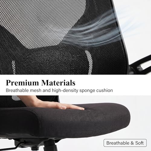 Ergonomic Office Desk Chair, 90°-125° Tilt Back Home Desk Chair with 360° Swivel & Mute Wheels, High Back Mesh Computer Chair for Adults with Lumbar Support, 330 LBS Capacity (01Black)