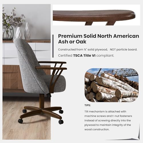 Chromcraft Bailey Swivel-Tilt Caster Dining Chair - Walnut - Marble - 4pc