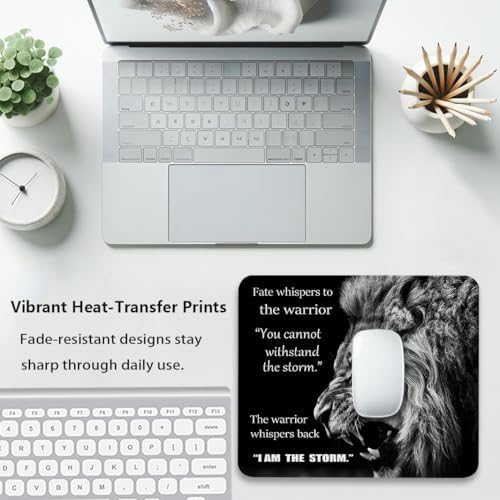 Inspirational Lion Quotes Mouse Pad, Majestic Roar Warrior Fate Desk Mat