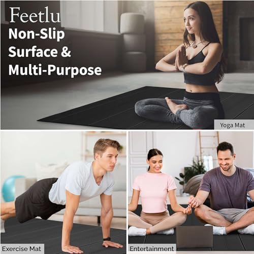 Extra Wide & Large Foldable Yoga Mat, 72" x 48", 6mm/8mm Thick