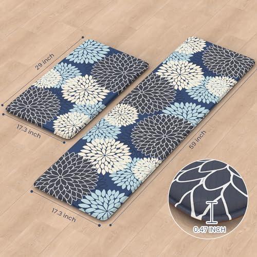 KIMODE Anti Fatigue Kitchen Mats for Floor Cushioned Kitchen Rugs Sets of 2