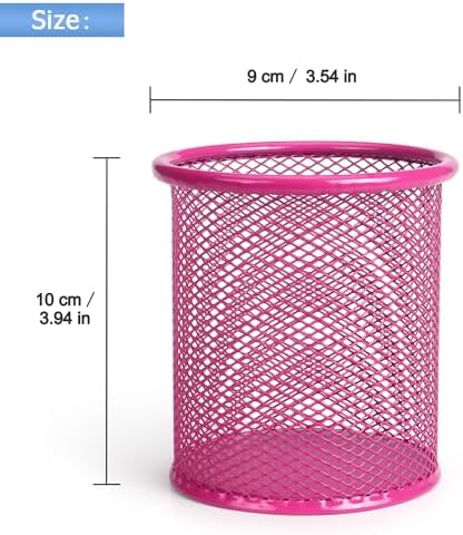 Tamaki Pen Holder Cup for Desk, Wire Mesh Pencil Cup Holder, Pink