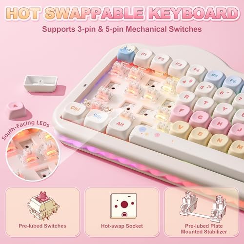 YUNZII C75 Cute 75% Wireless Mechanical Keyboard (Beige, Milk Switch)