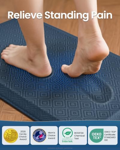 Ophanie Kitchen Mats for Floor, 1/2 inch Thick, 20x32 Anti Fatigue Cushioned Mat,Kitchen Rugs,Waterproof,Comfort Ergonomic Standing Mat for Office,Home,Sink with 99+ Pairs of Anti-Slip Bottom Ridges