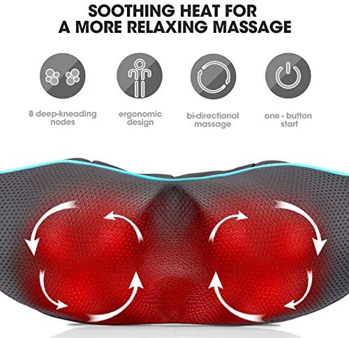 MagicMakers Shiatsu Neck Massager with Heat for Pain Relief Deep Tissue