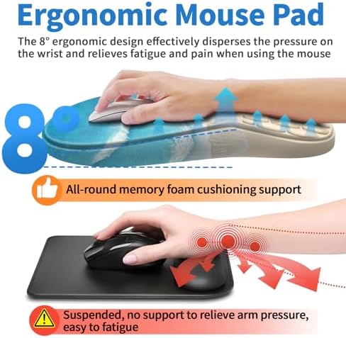 YIWEI Ergonomic Mouse Pad with Wrist Rest for Carpal Tunnel Pain Relief