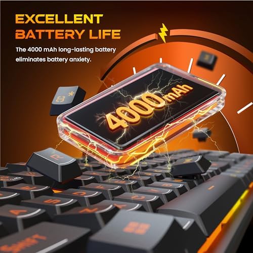 Redragon K521WL Wireless Gaming Keyboard with Knob, Tri-Mode BT/2.4G/USB-C RGB Mechanical Feeling Keyboard with Multimedia Keys, 4000mAh Battery, Anti-Ghosting, Compatible with PC - Upgrade