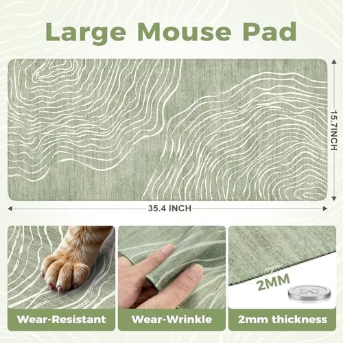 iCasso Desk Cover Mat Green, Extra Large Mouse Pad for Laptop