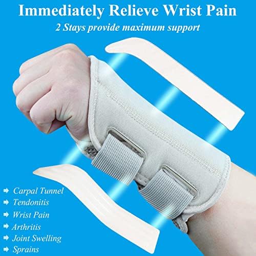 Carpal Tunnel Wrist Brace, Adjustable Wrist Support Brace, Night Wrist Sleep Supports Splints Arm Stabilizer (Right Hand, L/XL, Khaki)