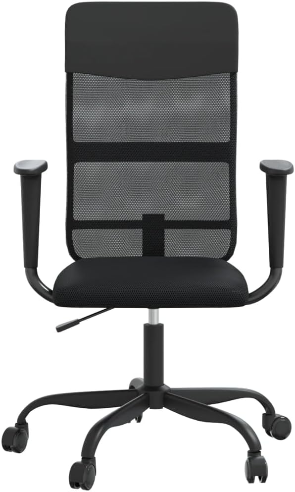 Office Chair Black with Adjustable Height 40.9in to 44.9in, 360-Degree Swivel, Breathable Mesh and Faux Leather, Robust Steel Frame Supports 242.5 lb, 5 Smooth-Rolling Wheels