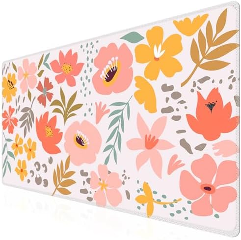 iCasso Desk Matt for Desktop,Cute Desk Pad Mat,Flowers Leaves