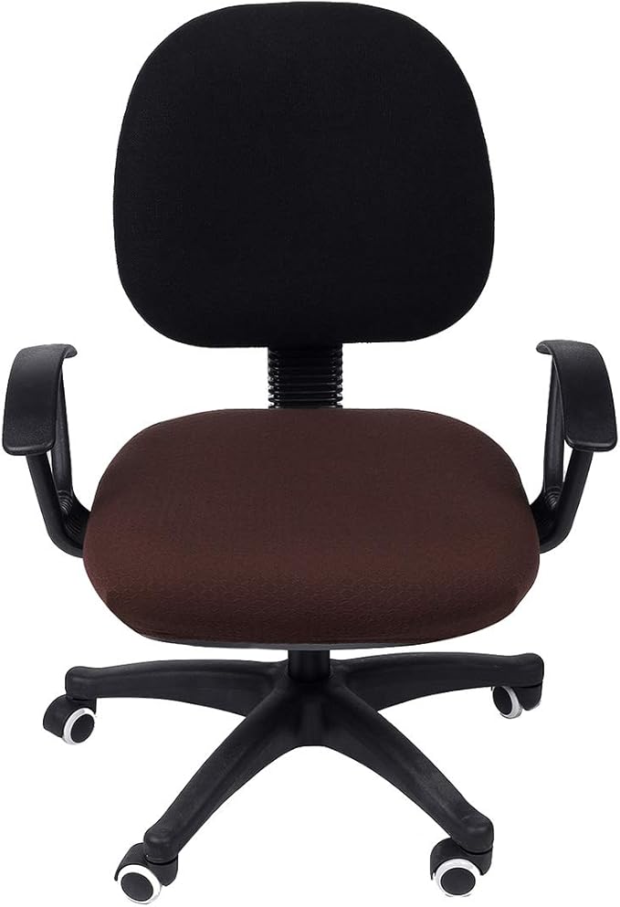Smiry Stretch Jacquard Office Computer Chair Seat Covers, Removable Washable Anti-dust Desk Chair Seat Cushion Protectors - Chocolate
