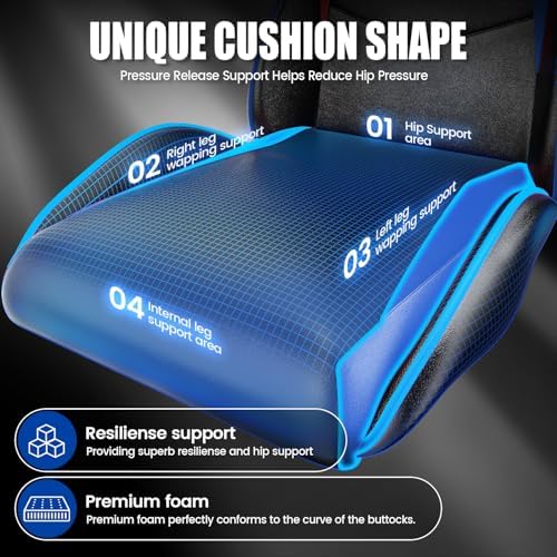 Bigzzia Gaming Chair with Lumbar Support, Ergonomic Gamer Chair Blue