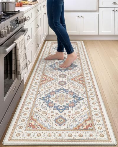 DEXI Kitchen Floor Mats Cushioned Anti Fatigue Runner Rug, 24x87 Beige