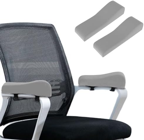 2 Pack Office Chair Armrest Pads Covers,Arm Rest Pad with Memory Foam Elbow Pillow for Forearm Pressure Relief, Arm Rest Covers for Office Chairs, Wheelchair, Comfy Gaming Chair (Grey)