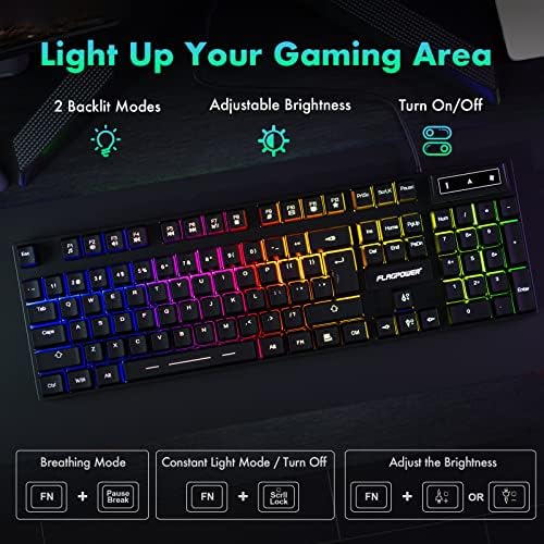 Gaming Keyboard and Mouse Combo, Wired Full Size Keyboard Mouse