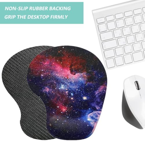 Mouse Pad with Wrist Support, Ergonomic Mouse Pads with Memory Foam Wrist Rest, Easy Typing Pain Relief, Comfortable Home Office Computer Wrist Support Pads for Working Studying Gaming, Starry Sky