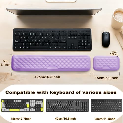 Keyboard Wrist Rest Mouse Wrist Support, Memory Foam Wrist Rest Pad for Computer Laptop, Ergonomic Wrist Cushion Support for Typing Pain Relief, Gaming Home Office, Purple