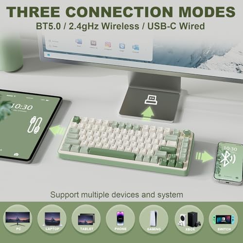 YUNZII B75 PRO 75% Wireless Mechanical Keyboard(Matcha Green,Cocoa V2)