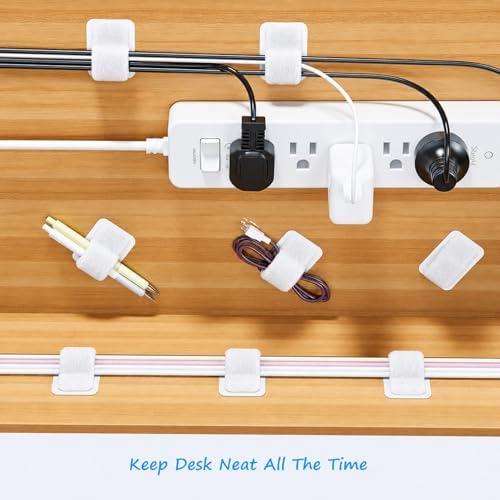 Under-Desk Cable Management Kit: 20 Adhesive & 100 Zip Ties(White)