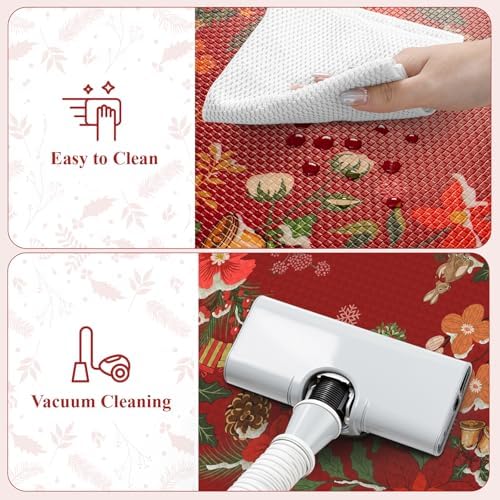 KIMODE Anti Fatigue Kitchen Mats for Floor, Christmas Decor Kitchen Rugs Sets of 2, Cushioned Kitchen Floor Mats Non Slip, Red Rugs for Kitchen Floor Christmas Decorations Laundry Desk 17"x47"+17"x29"