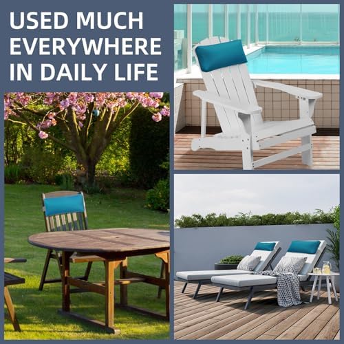 Headrest Pillow for Patio Chaise Lounge Chair, Outdoor Chaise Pillows with Adjustable Elastic Stripe Head Resting Pillows for Recliner Office Chair, Teal 2 Pack