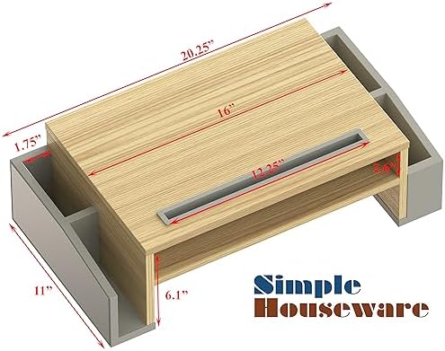 Simple Houseware Desk Monitor Stand Riser w/ Adjustable Tray, Oak