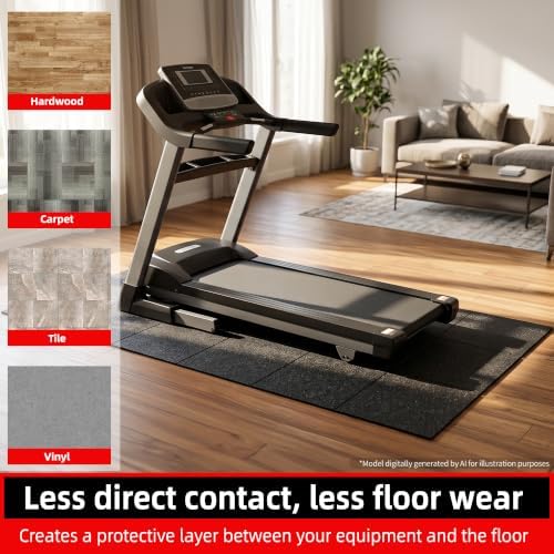 GymCope Foldable Treadmill Mat for Hardwood Floors Carpet, 6mm Exercise Mat